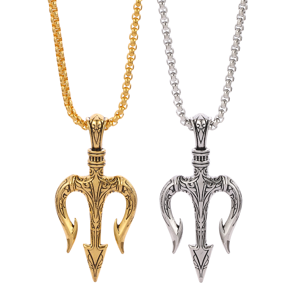 Men Accessories Neck Chain - Punk Vintage Neptune Trident Pendant Necklaces