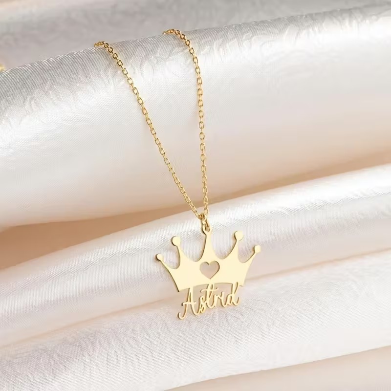 Custom Heart Crown Name Neckla - đánh giá và giá Men Accessories Neck Chain