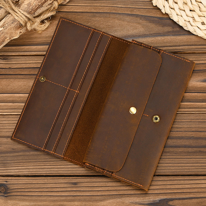 Men's Crazy Horse Leather Long - đánh giá và giá Coin Holder Men