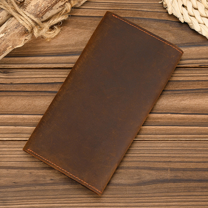 Men's Crazy Horse Leather Long - đánh giá và giá Coin Holder Men