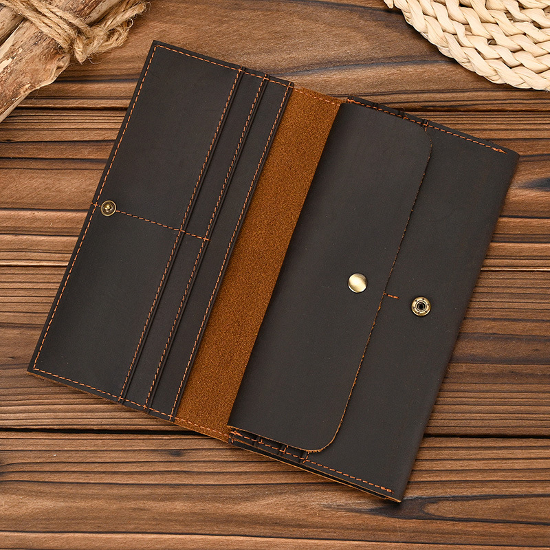 Men's Crazy Horse Leather Long - đánh giá và giá Coin Holder Men