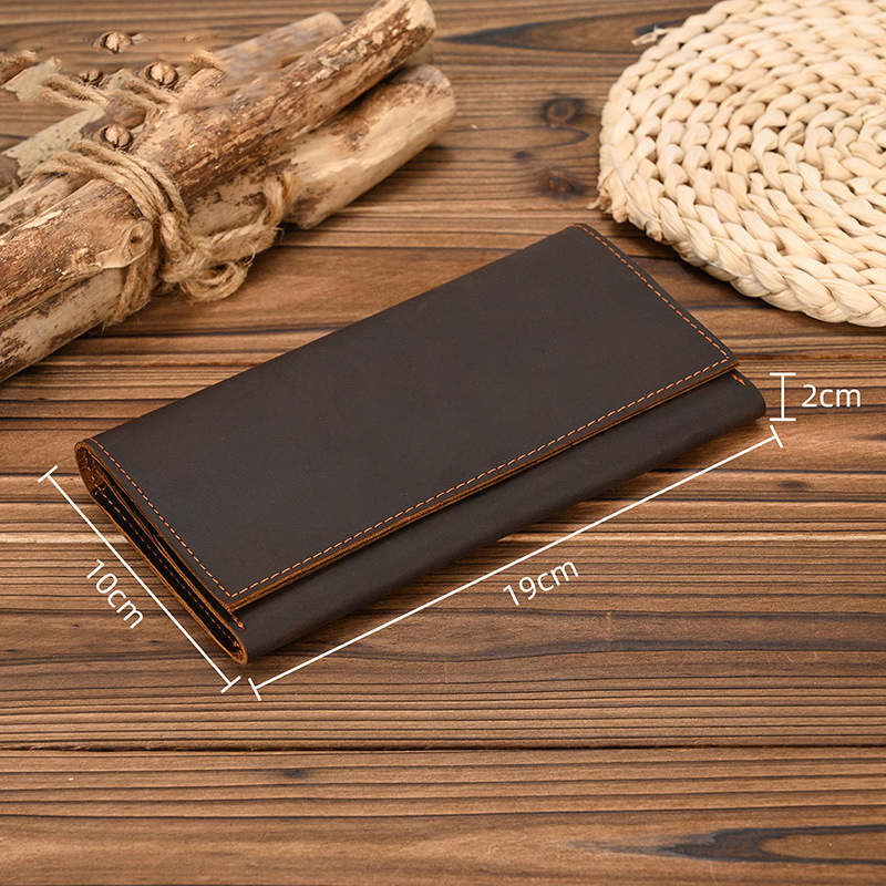 Men's Crazy Horse Leather Long - đánh giá và giá Coin Holder Men